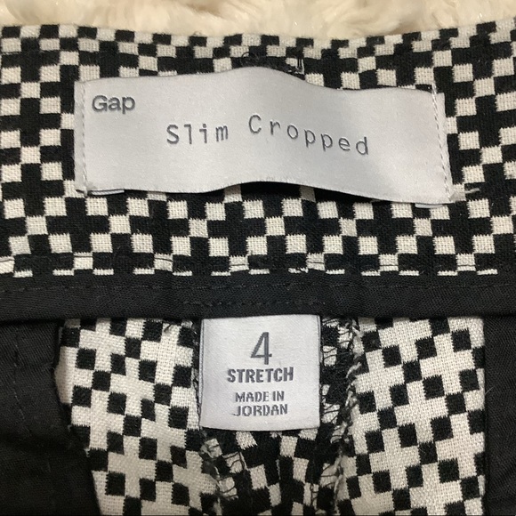 🛍️ GAP Slim Cropped Stretch Black & White Pattern Pants - Size 4 - Picture 7 of 11